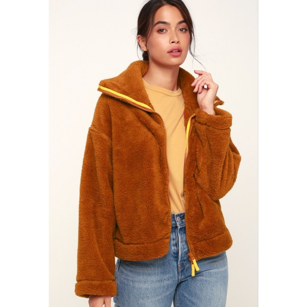 NWT Free People Dazed Hi Neck Teddy Jacket